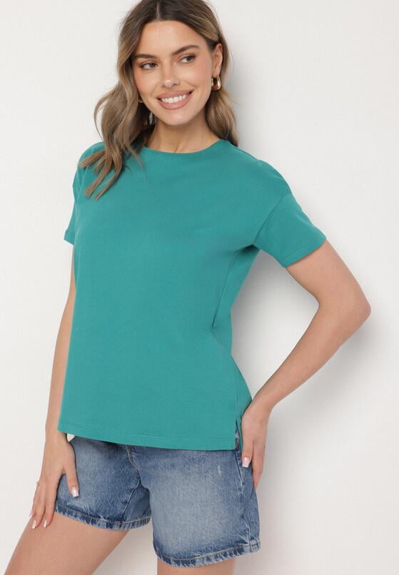 Zielony Klasyczny T-shirt Oversize z Bawełny Zivassa 4