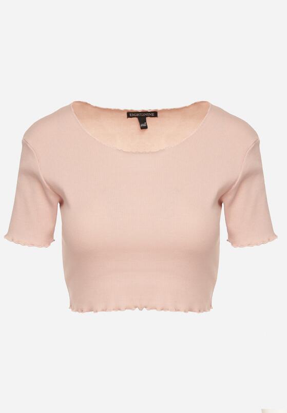 Ciemnoróżowy Prążkowany T-shirt z Bawełną Adlesa 6