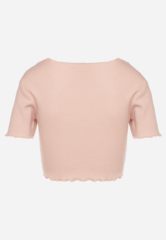 Ciemnoróżowy Prążkowany T-shirt z Bawełną Adlesa 7