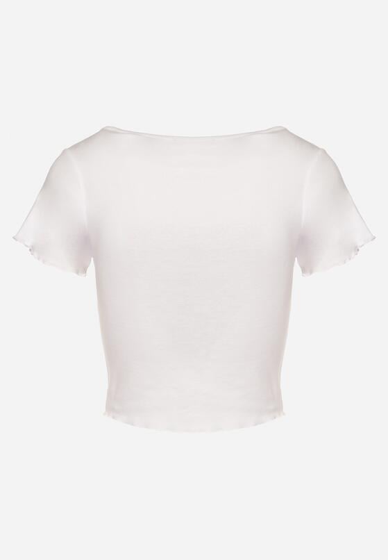 Biały Bawełniany T-shirt o Dopasowanym Kroju z Guzikami Filareina 7