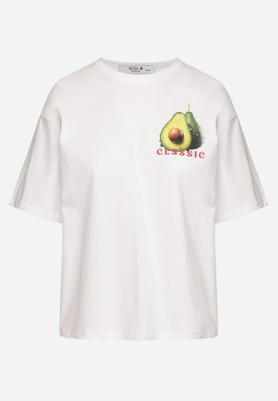 Biały T-shirt z Bawełną i Motywem Awokado Addixa 6