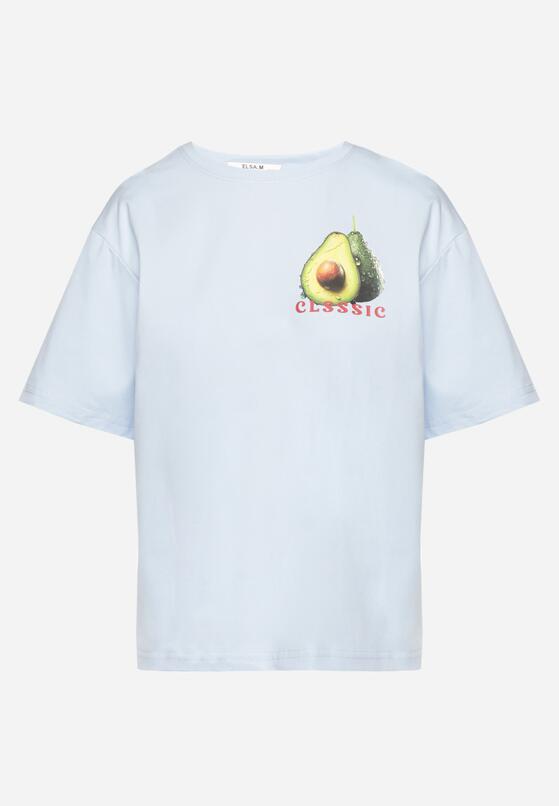 Niebieski T-shirt z Bawełną i Motywem Awokado Addixa 6
