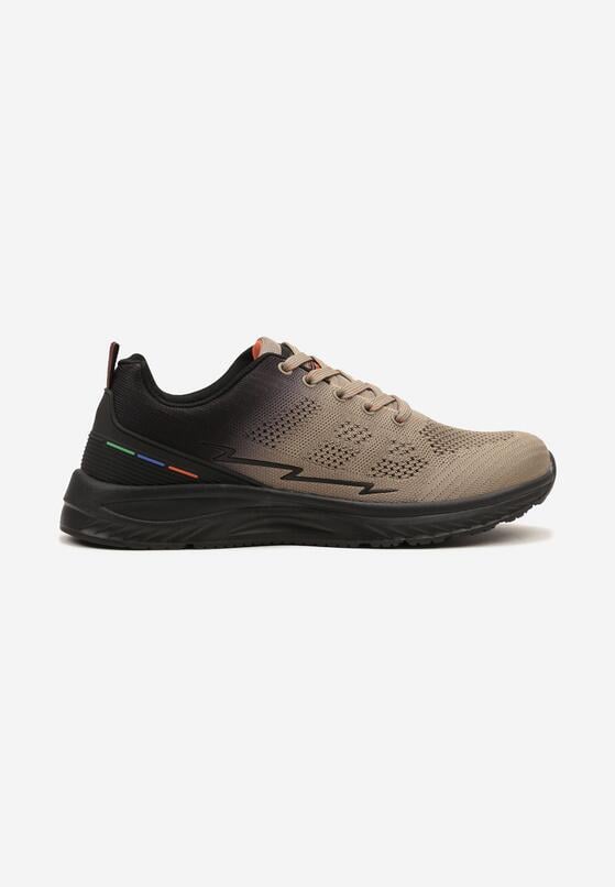 Ciemnobeżowe Buty Sportowe Sneakersy z Perforacją Ziraline 1