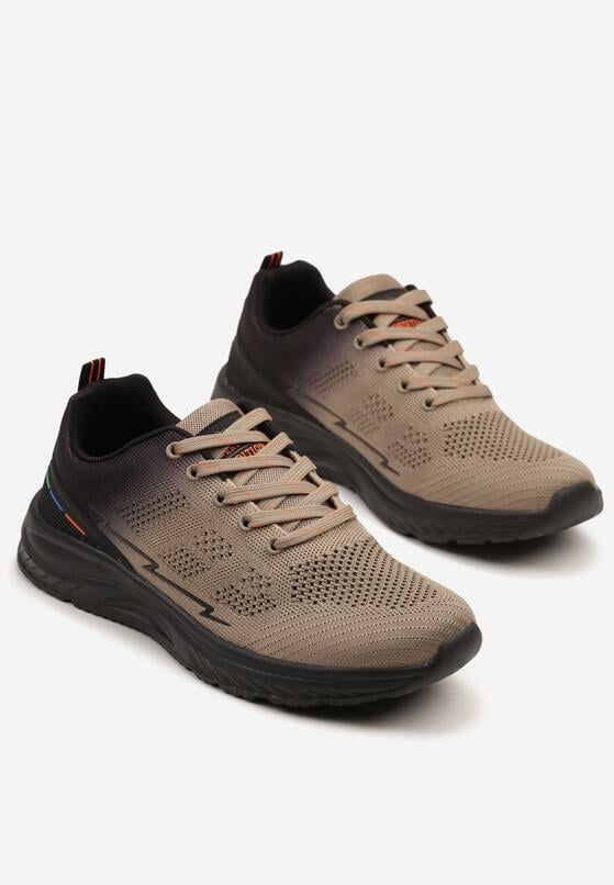 Ciemnobeżowe Buty Sportowe Sneakersy z Perforacją Ziraline 2