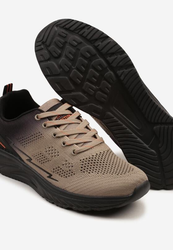 Ciemnobeżowe Buty Sportowe Sneakersy z Perforacją Ziraline 3