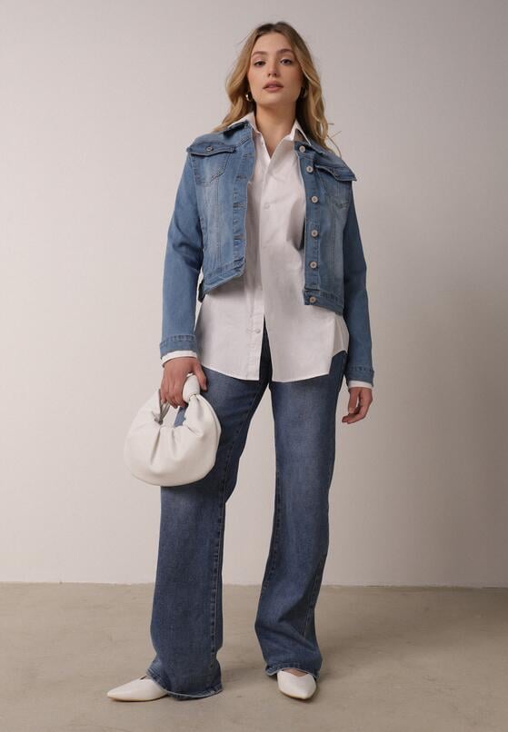 Jasnoniebieska Jeansowa Kurtka z Przetarciami i Kieszeniami z Klapami Hazelle 2