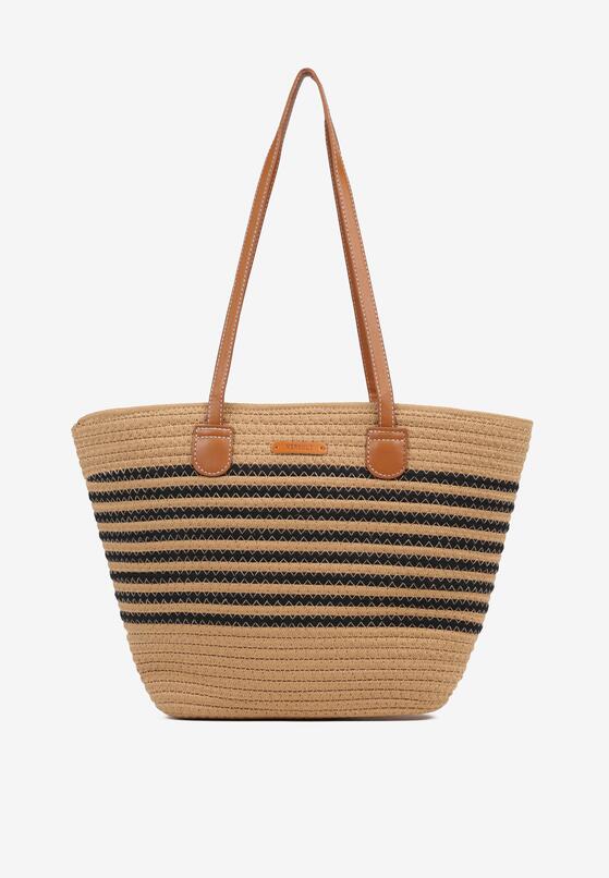 Ciemnobeżowa Torebka Typu Shopper z Bawełną w Stylu Boho Liruma 1
