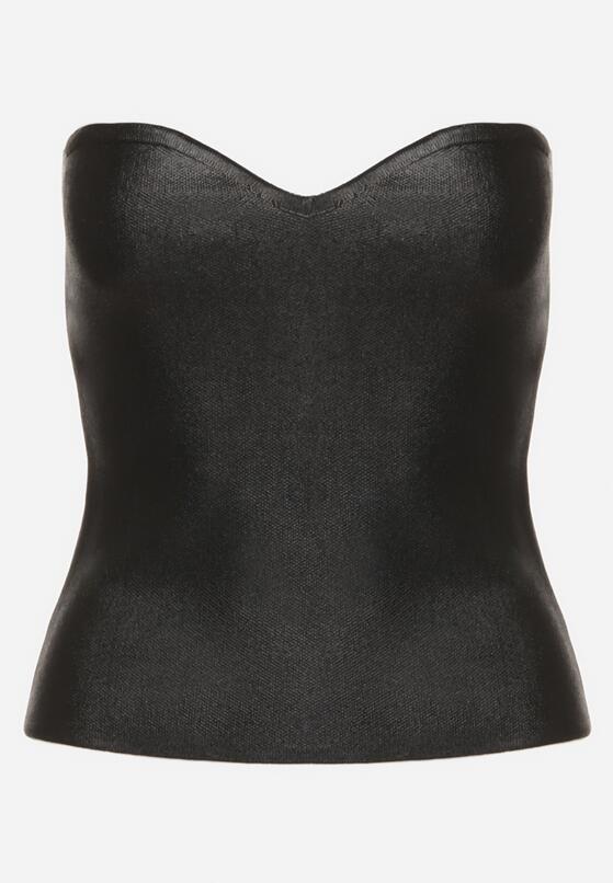 Czarny Top z Wiskozą o Kroju Bandeau Izureta 6
