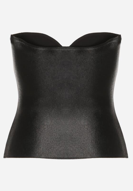 Czarny Top z Wiskozą o Kroju Bandeau Izureta 7