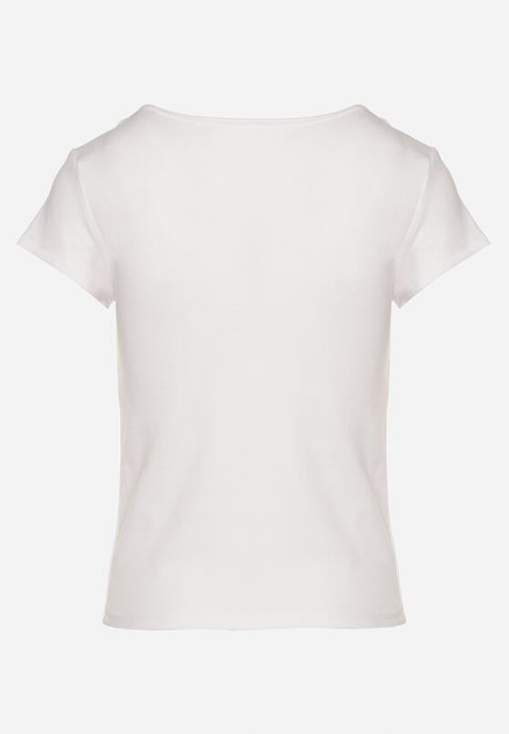 Biały T-shirt z Wiskozą z Prążkowanej Dzianiny Ralendria 7