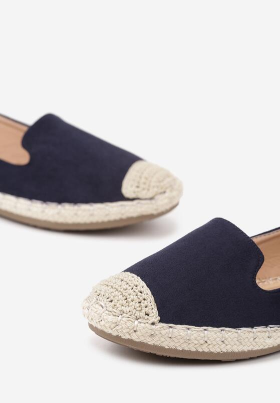 Granatowe Espadryle Ozdobione Plecionką Tiaziane 6
