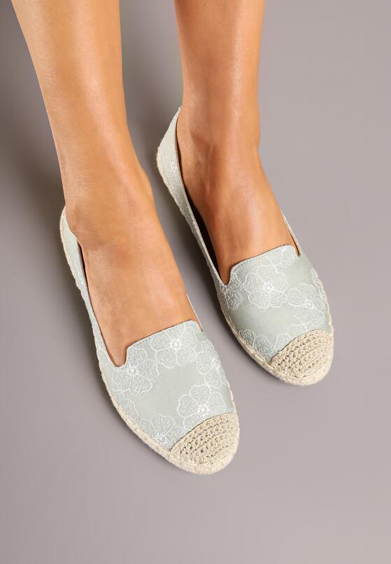 Jasnozielone Espadryle w Kwiaty z Plecionką Raloria 3