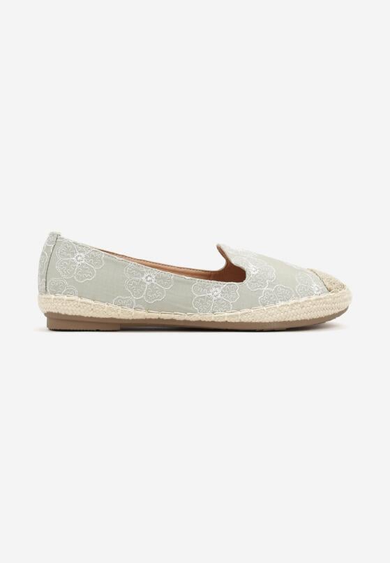 Jasnozielone Espadryle w Kwiaty z Plecionką Raloria 4