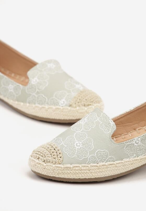 Jasnozielone Espadryle w Kwiaty z Plecionką Raloria 6