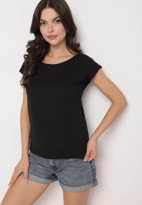 Czarny Bawełniany T-shirt w Klasycznym Stylu Raliessa 4