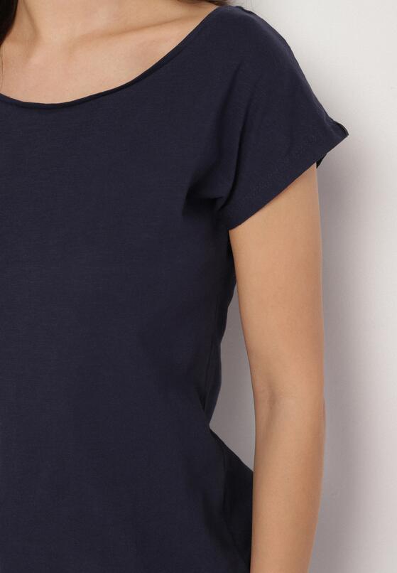 Granatowy Bawełniany T-shirt w Klasycznym Stylu Raliessa 5
