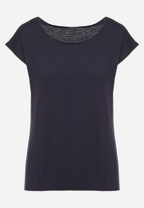 Granatowy Bawełniany T-shirt w Klasycznym Stylu Raliessa 6