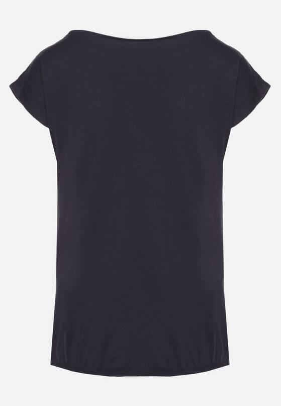 Granatowy Bawełniany T-shirt w Klasycznym Stylu Raliessa 7
