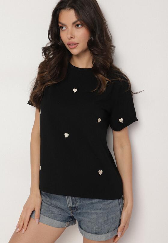 Czarny T-shirt z Bawełny w Serca Kolavelle 1