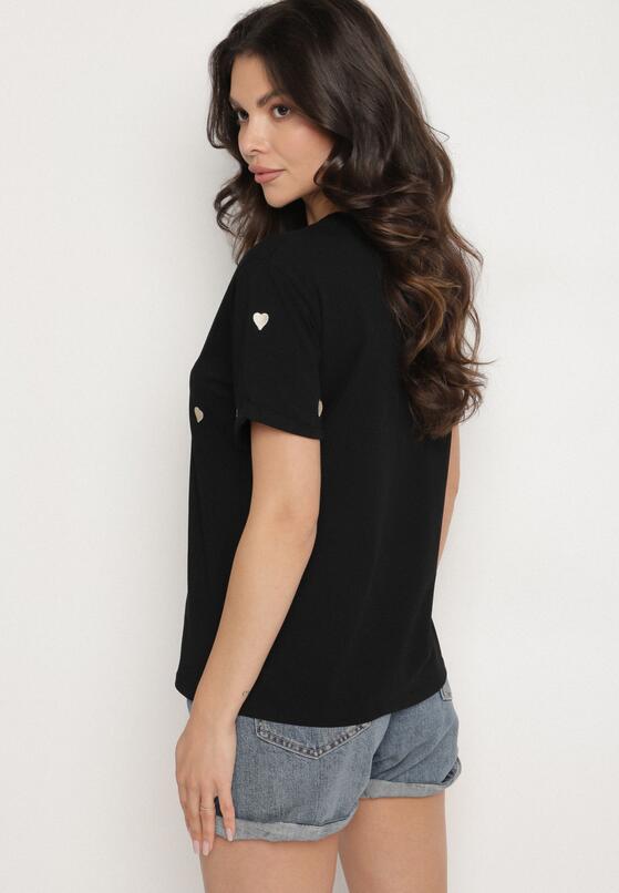 Czarny T-shirt z Bawełny w Serca Kolavelle 3