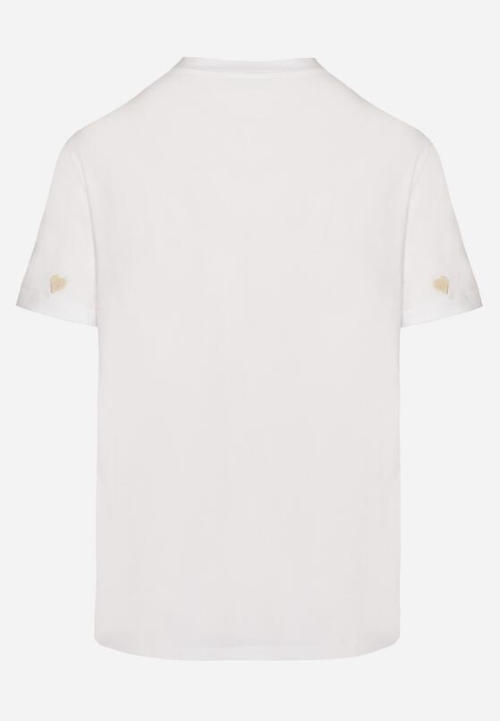 Biało-Beżowy T-shirt z Bawełny w Serca Kolavelle 7