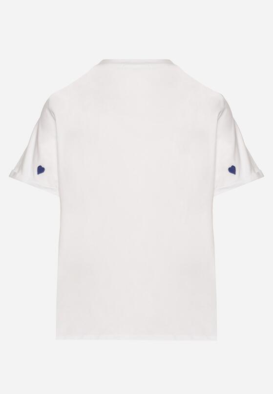 Biało-Niebieski T-shirt z Bawełny w Serca Kolavelle 7