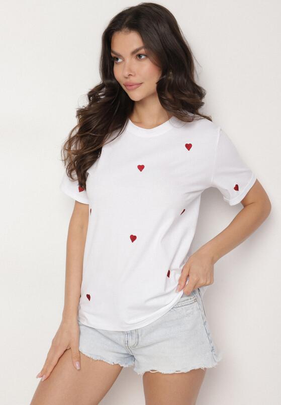 Biało-Czerwony T-shirt z Bawełny w Serca Kolavelle 2