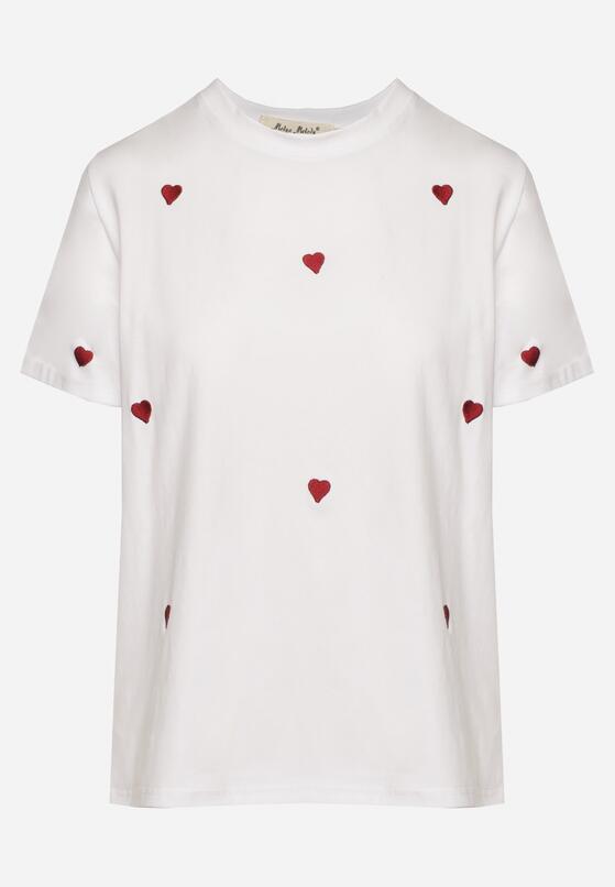 Biało-Czerwony T-shirt z Bawełny w Serca Kolavelle 6
