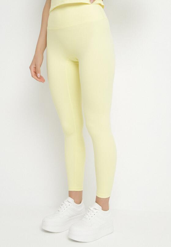 Żółty Komplet Sportowy Legginsy i Dopasowany T-shirt Silendria 4