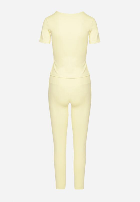 Żółty Komplet Sportowy Legginsy i Dopasowany T-shirt Silendria 7