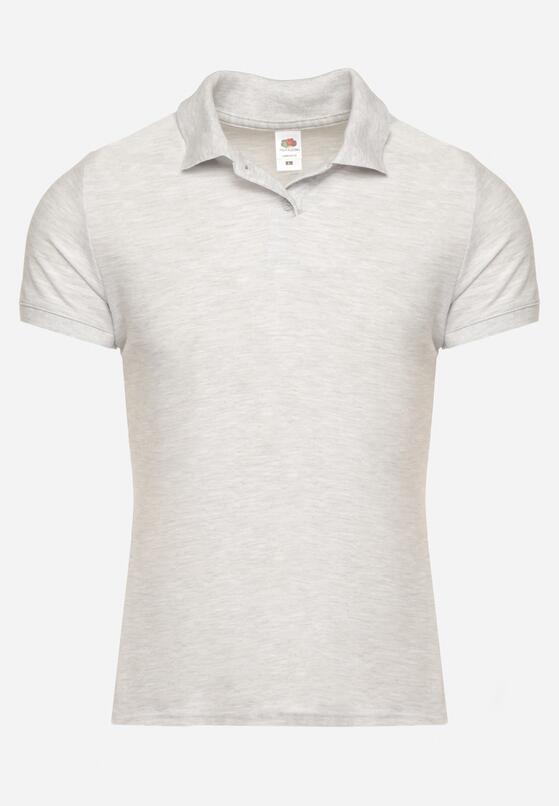 Jasnoszary T-shirt Polo z Bawełną Fodelira 6
