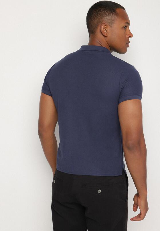 Granatowy T-shirt Polo z Bawełną Fodelira 3
