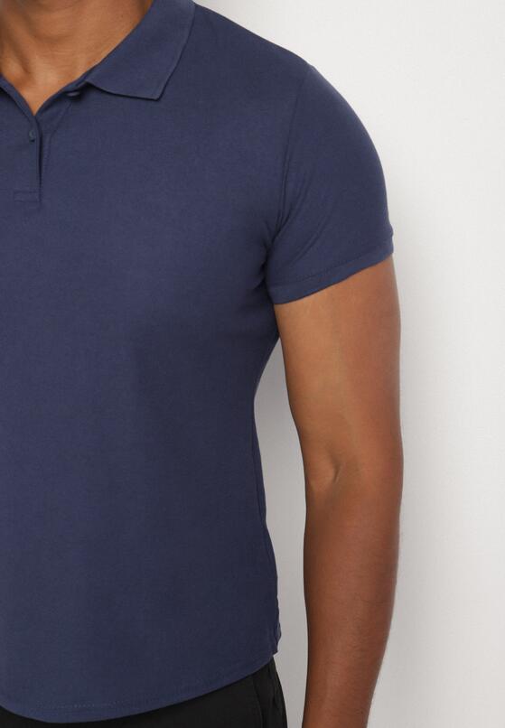 Granatowy T-shirt Polo z Bawełną Fodelira 5