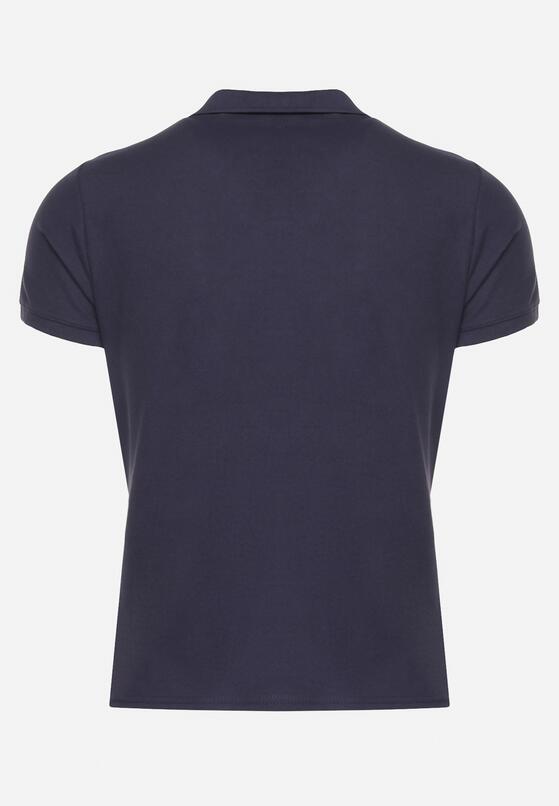 Granatowy T-shirt Polo z Bawełną Fodelira 7