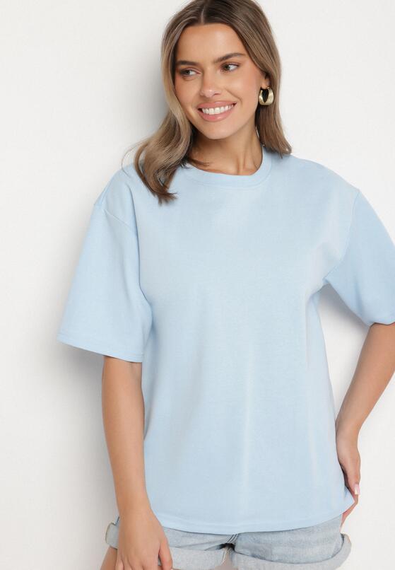 Jasnoniebieski Bawełniany Klasyczny T-shirt Merovira 2