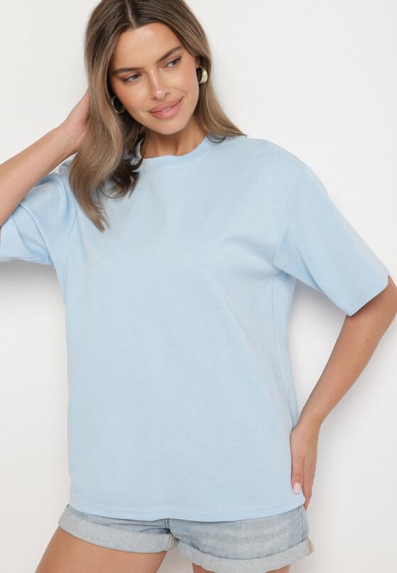 Jasnoniebieski Bawełniany Klasyczny T-shirt Merovira 4