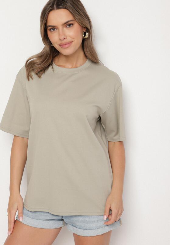 Ciemnobeżowy Bawełniany Klasyczny T-shirt Merovira 1