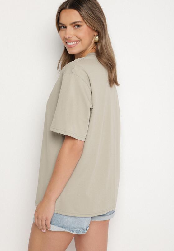 Ciemnobeżowy Bawełniany Klasyczny T-shirt Merovira 3