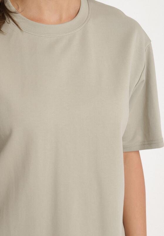 Ciemnobeżowy Bawełniany Klasyczny T-shirt Merovira 5