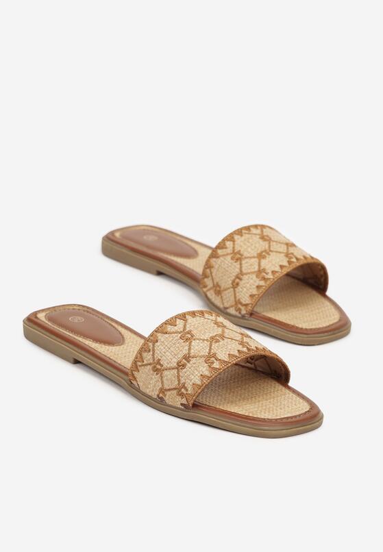 Brązowe Klapki z Geometrycznym Wzorem w Stylu Boho Zeroma 5