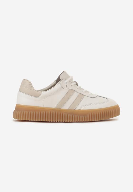 Białe Skórzane Sneakersy Klasyczne Tenisówki z Zamszu Naturalnego ze Wzorem w Panterkę Teniresela 4