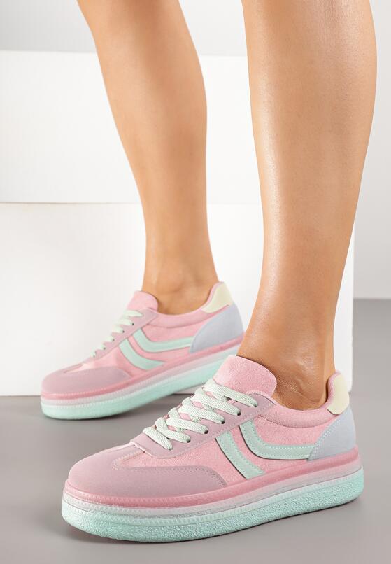 Różowe Sneakersy w Stylu Klasycznych Tenisówek na Grubej Podeszwie Grelritia 1