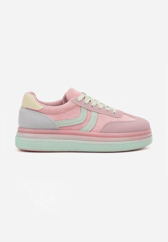 Różowe Sneakersy w Stylu Klasycznych Tenisówek na Grubej Podeszwie Grelritia 4