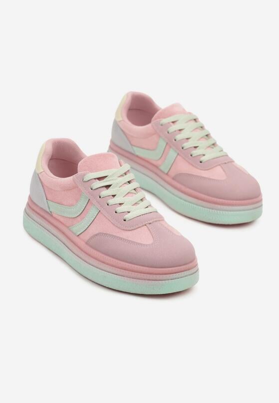 Różowe Sneakersy w Stylu Klasycznych Tenisówek na Grubej Podeszwie Grelritia 5
