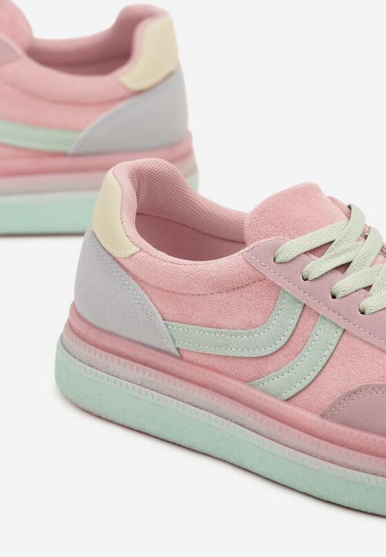 Różowe Sneakersy w Stylu Klasycznych Tenisówek na Grubej Podeszwie Grelritia 6