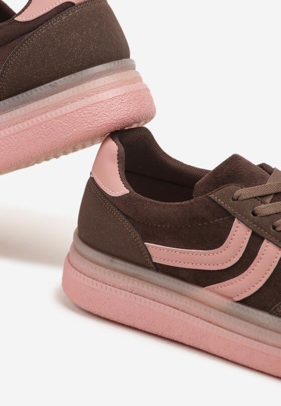 Brązowe Sneakersy w Stylu Klasycznych Tenisówek na Grubej Podeszwie Grelritia 6