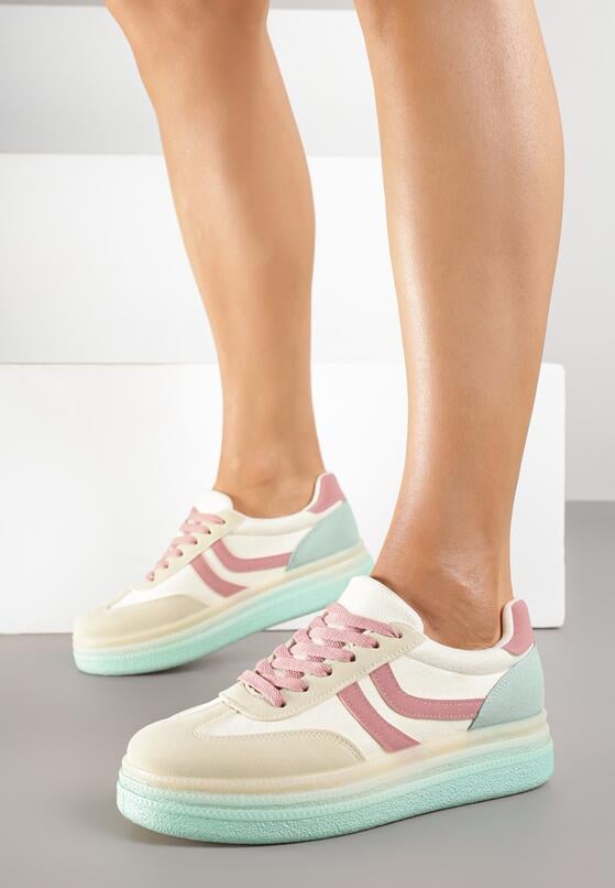 Jasnożółte Sneakersy w Stylu Klasycznych Tenisówek na Grubej Podeszwie Grelritia 2