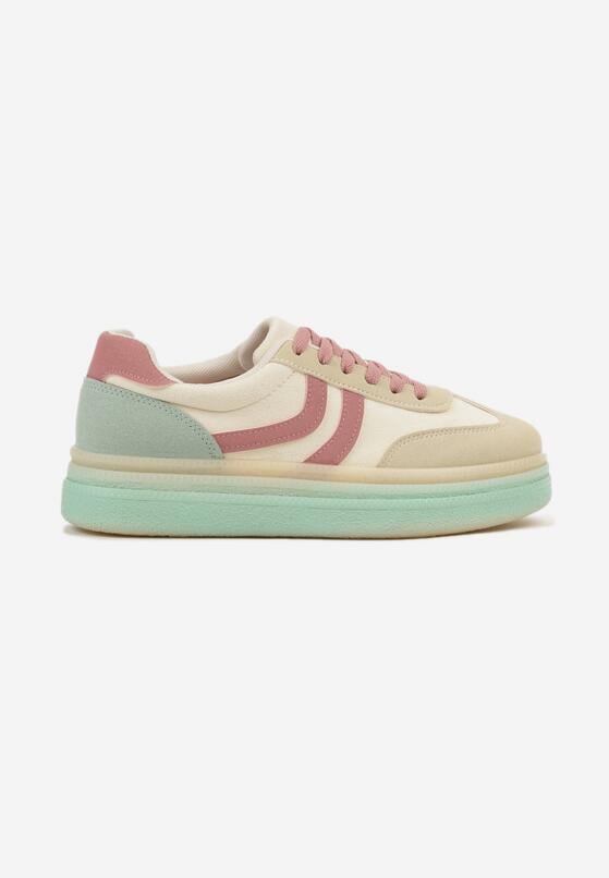 Jasnożółte Sneakersy w Stylu Klasycznych Tenisówek na Grubej Podeszwie Grelritia 4