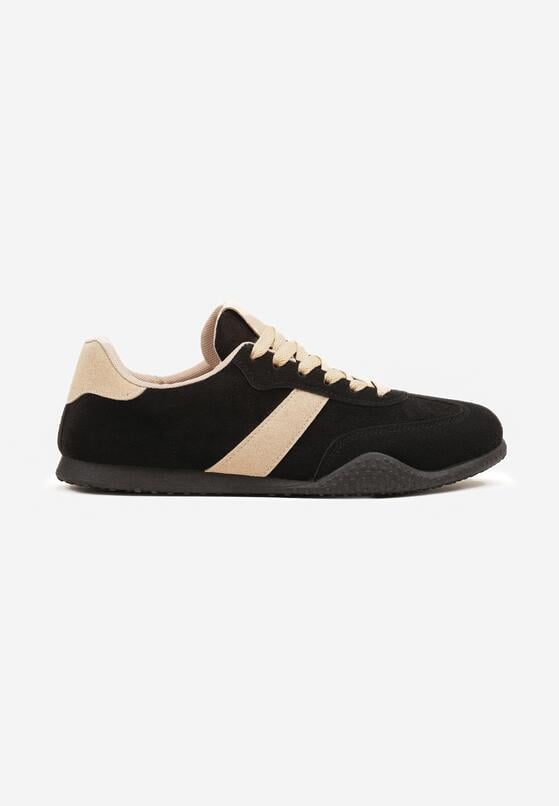Czarno-Beżowe Sneakersy z Ozdobnym Paskiem Naliovela 4
