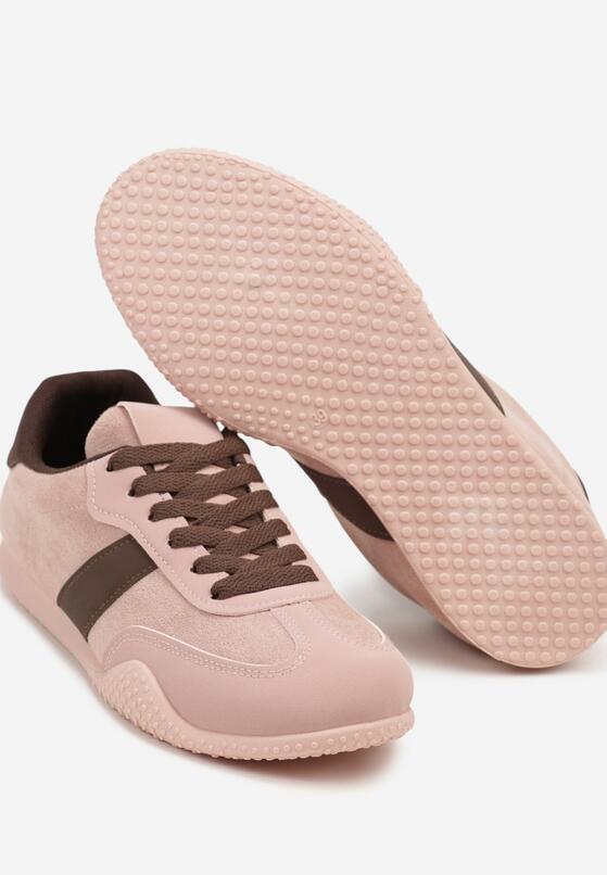 Różowo-Brązowe Sneakersy z Ozdobnym Paskiem Naliovela 6